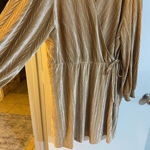 Cato Long Sleeve Textured Tan Dress